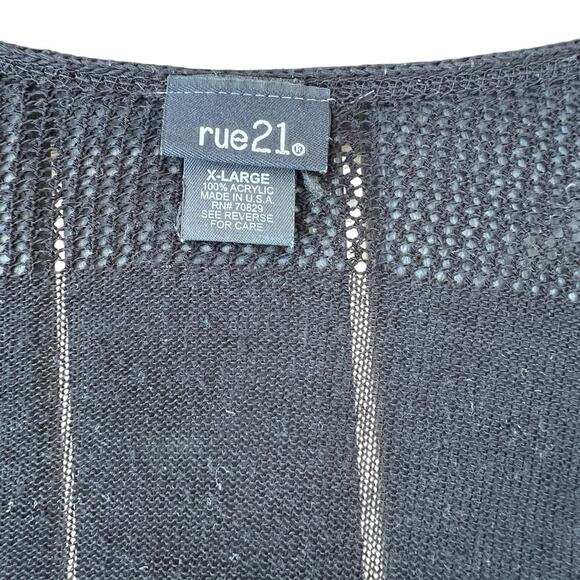 rue21 black open front sweater cardigan, women's size XL - Picture 3 of 5